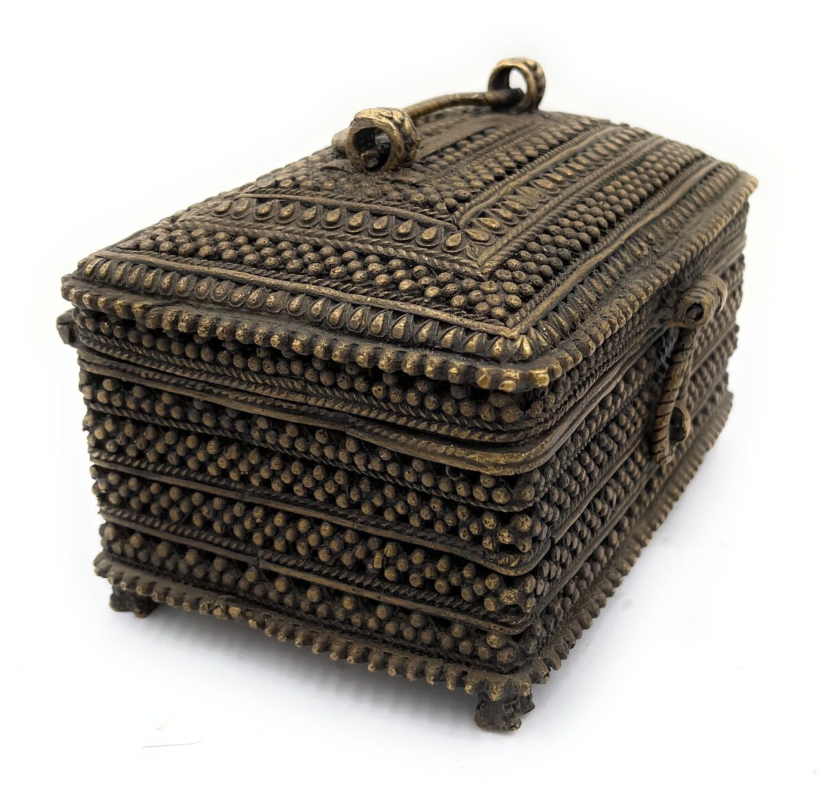 bhunes brass dogra arts, pital box, jewel boxes,brown, 5 inch, 1 piece