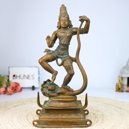 Bronze krishna kaliya idol