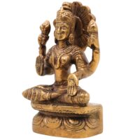 Brass Maha Lakshmi Idol for Pooja | Shri Devi Laxmi Murti | Handcrafted Kamala Padmavati Sculpture for Home Temple & Decor,Gold, 5 Inch, 1 Piece - Image 4