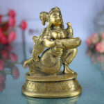 Brass Deepalakshmi Diya Lady Idol, Kuthu Vilakku Lakshmi, Pital Deepa Devi Murti, Vilakku Amma Lamp Goddess Statue for Pooja & Decor,Gold, 5 Inch, 1 Piece