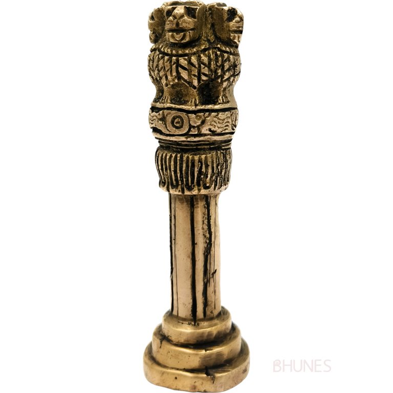 bhunes brass ashoka pillar sculpture, ashok pilar showpeice,gold, 6 inch, 1 piece