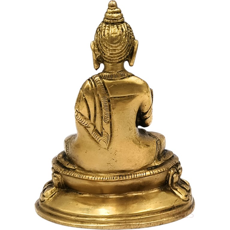 bhunes brass lord buddha statue for pooja and home decor, gifts, murthi,gold, 4 inch, 1 piece