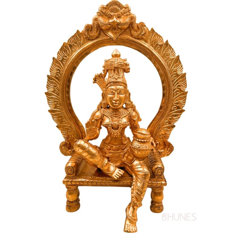 bhunes bronze goddess annapurna devi idol, annaporna ji ki murti, annapoorna silai,brown, 15 inch, 1 piece