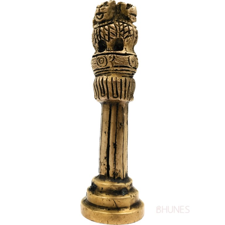 bhunes brass ashoka pillar sculpture, ashok pilar showpeice,gold, 6 inch, 1 piece