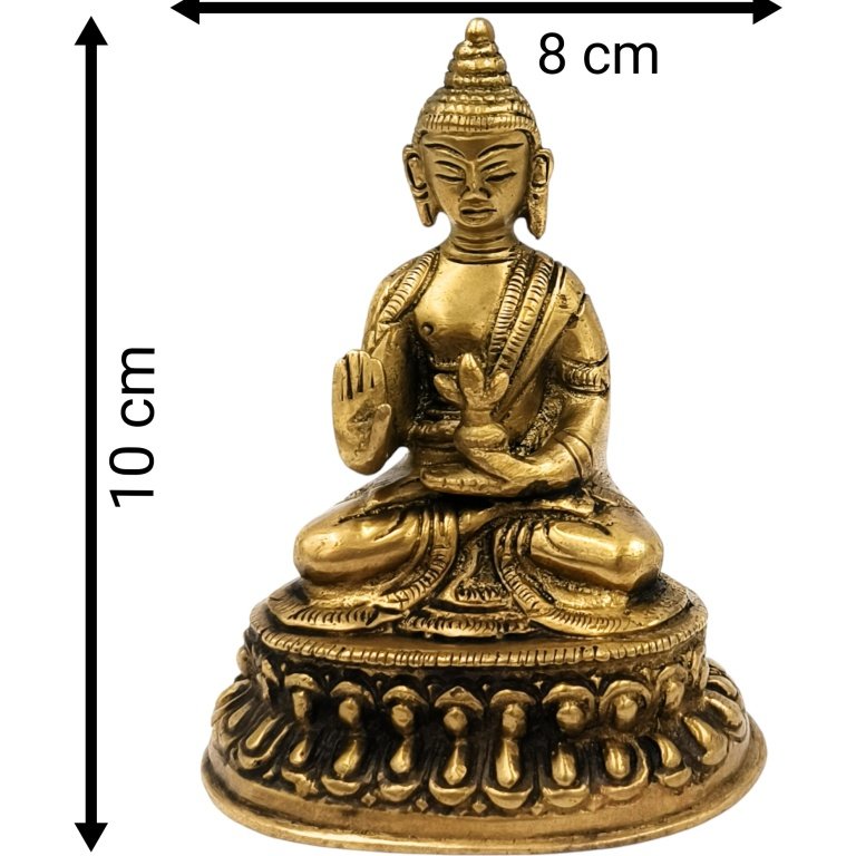 bhunes brass lord buddha statue for pooja and home decor, gifts, murthi,gold, 4 inch, 1 piece