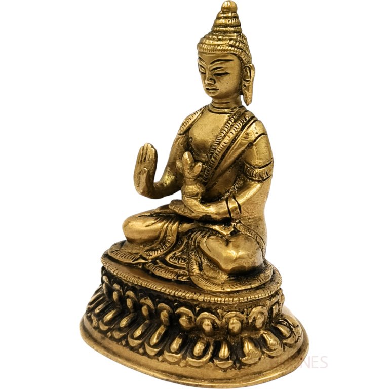 bhunes brass lord buddha statue for pooja and home decor, gifts, murthi,gold, 4 inch, 1 piece