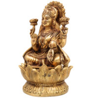 Brass Lakshmi Idol – Mahalakshmi | Kamala Devi | Shri Laxmi Murti for Pooja, Temple & Home Decor,Gold, 11 Inch, 1 Piece - Image 4