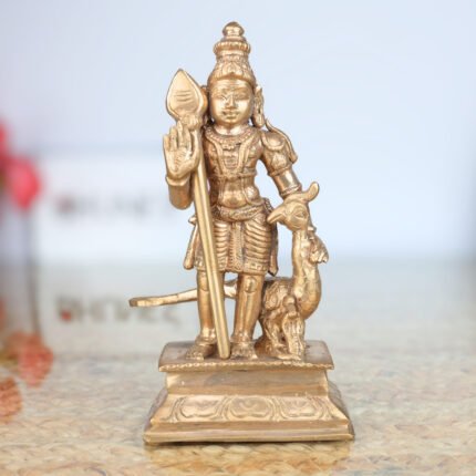 Handcrafted Bronze Murugan Idol with Peacock