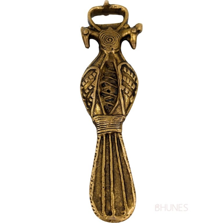 bhunes brass bastar art - bottle opener, tribal handmande,gold, 5.5 inch, 1 piece