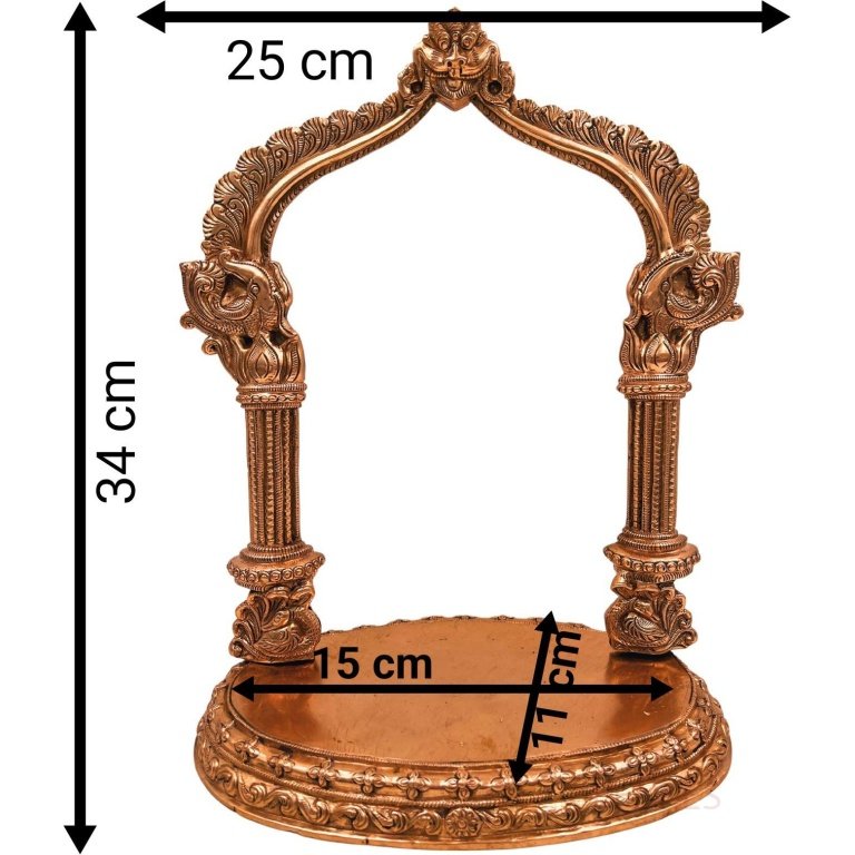 bhunes bronze shinghashan chowki with prabhavali, peetha prabhawali, peetam peetalu peetham bajot for temple sinhasan pooja mandir stand,gold, 13.5 inch, 1 piece