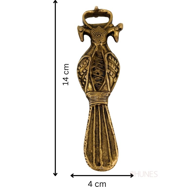 bhunes brass bastar art - bottle opener, tribal handmande,gold, 5.5 inch, 1 piece