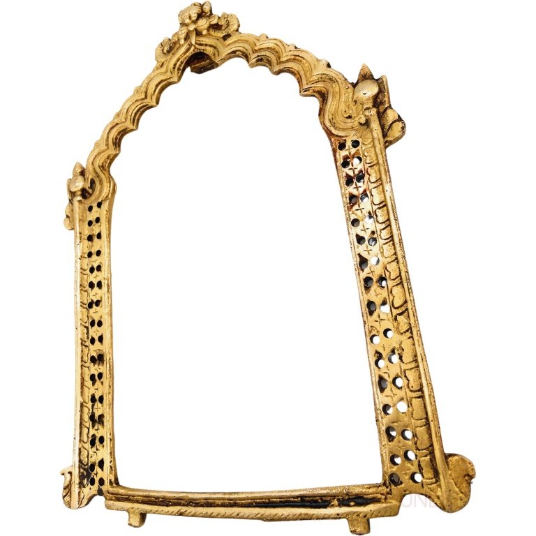 bhunes brass frame arch prabhavali wall hanging prabhawal for temple home decor prabhawali for diety prabhaval,gold, 11 inch, 1 piece