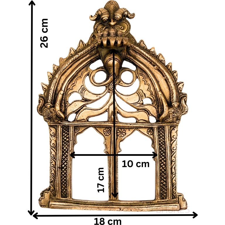 bhunes brass prabhaval prabhavali frame arch wall hanging prabhawal for temple home decor prabhawali for diety,gold, 10.5 inch, 1 piece