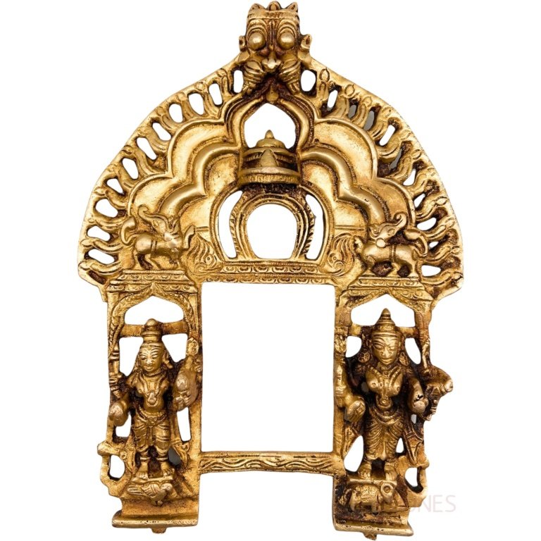 bhunes brass prabhavali frame arch wall hanging prabhawal for temple home decor prabhawali for dieties prabhaval,gold, 11 inch, 1 piece