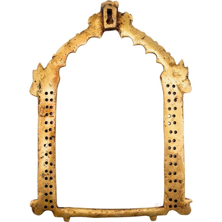 bhunes brass frame arch prabhavali wall hanging prabhawal for temple home decor prabhawali for diety prabhaval,gold, 11 inch, 1 piece