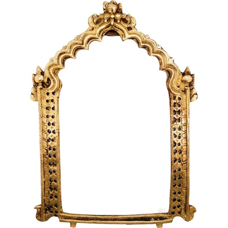 bhunes brass frame arch prabhavali wall hanging prabhawal for temple home decor prabhawali for diety prabhaval,gold, 11 inch, 1 piece