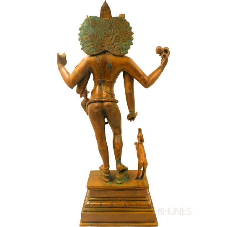 bhunes bronze bhikshatana idol, shiva murti, panchaloha bhikshtana statue, bhairava bhairav murti,brown, 21.5 inch, 1 piece