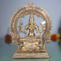 Handcrafted Panchaloha Adi Lakshmi Idol in Bronze – Kamala, Padma, Dhana Lakshmi, Varalakshmi Sculpture for Puja & Decor,Gold, 10 Inch, 1 Piece