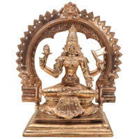 Handcrafted Panchaloha Adi Lakshmi Idol in Bronze – Kamala, Padma, Dhana Lakshmi, Varalakshmi Sculpture for Puja & Decor,Gold, 10 Inch, 1 Piece - Image 2