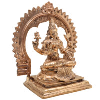 Handcrafted Panchaloha Adi Lakshmi Idol in Bronze – Kamala, Padma, Dhana Lakshmi, Varalakshmi Sculpture for Puja & Decor,Gold, 10 Inch, 1 Piece - Image 4