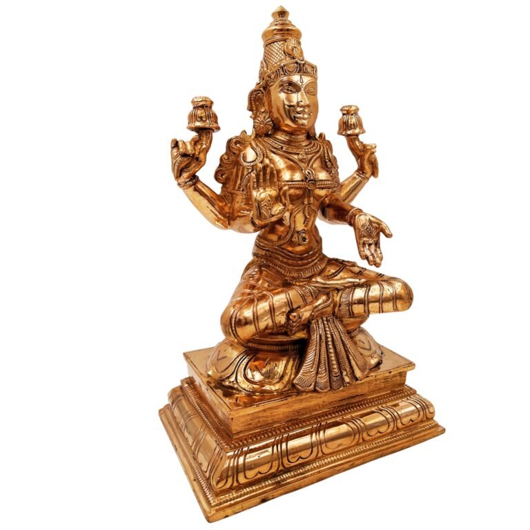 bronze goddess lakshmi panchaloha idol, sri devi statue, panchadhatu maha laxmi, lakshmi sculpture, home decor