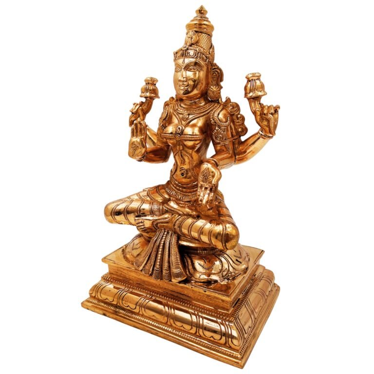 bronze goddess lakshmi panchaloha idol, sri devi statue, panchadhatu maha laxmi, lakshmi sculpture, home decor