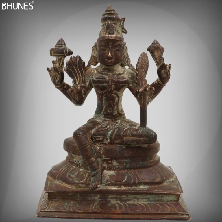 brass antique rajarajeshwari idol, tripura sundari murthi, lalita, raja rajeshwari silai, raj rajeshvari vigraha,brown, 5 inch, 1 piece