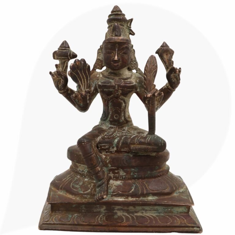 brass antique rajarajeshwari idol, tripura sundari murthi, lalita, raja rajeshwari silai, raj rajeshvari vigraha,brown, 5 inch, 1 piece