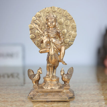 Panchaloha Lord Murugan Bronze Idol Sitting on Peacock