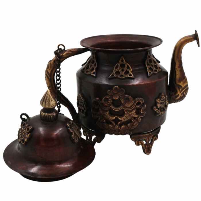 bhunes brass kettle, ketalee, kettledrum, jar, pot, surahi, suraahee, ewer, pitcher,, jug, showpeice, brass decoratives, gift, home decor,brown, 8 inch, 1 piece