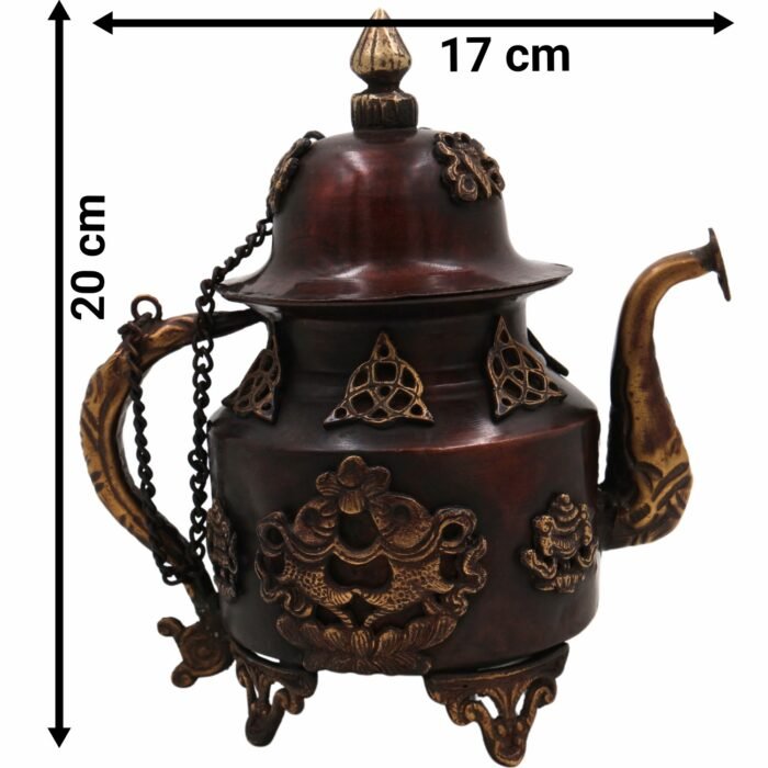 bhunes brass kettle, ketalee, kettledrum, jar, pot, surahi, suraahee, ewer, pitcher,, jug, showpeice, brass decoratives, gift, home decor,brown, 8 inch, 1 piece