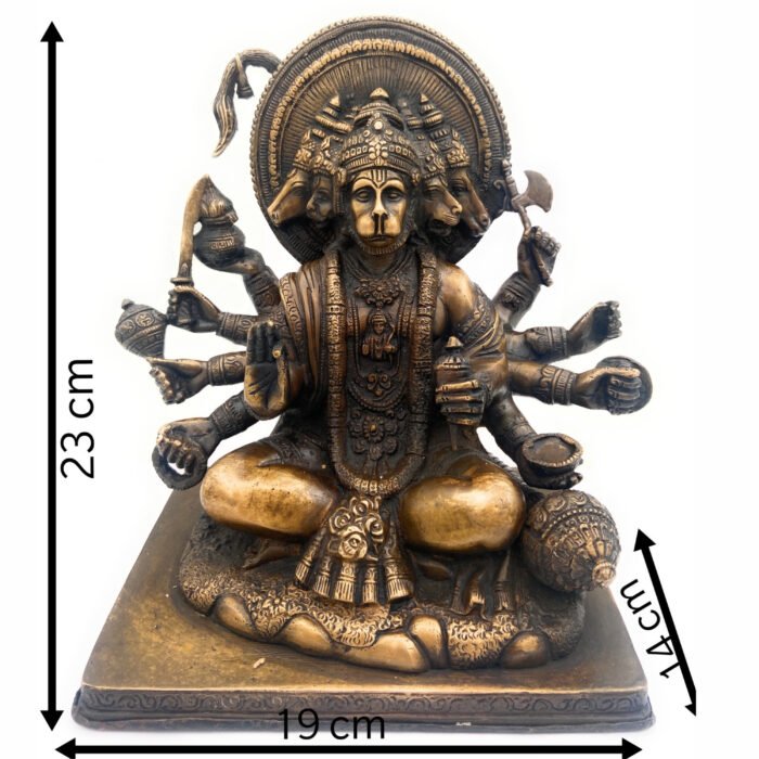 bhunes brass hanuman idol anjanaya murti statue sitting in brass metal hanumanji idol bajrangbali murti hanuman ji,gold, 9 inch, 1 piece