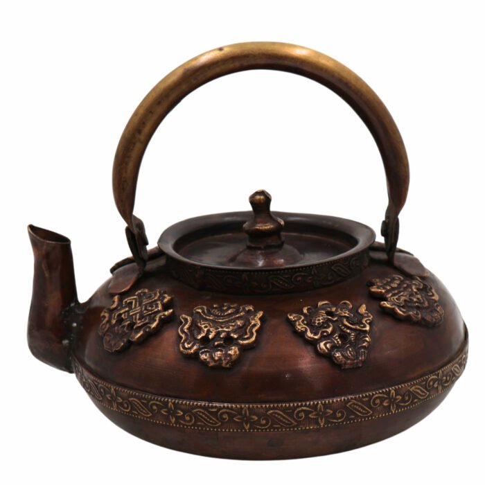 bhunes brass kettle pot chaay kee ketalee tea coffee ketalee kettledrum jar surai with strainer,brown, 3 inch, 1 piece