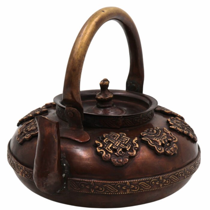 bhunes brass kettle pot chaay kee ketalee tea coffee ketalee kettledrum jar surai with strainer,brown, 3 inch, 1 piece