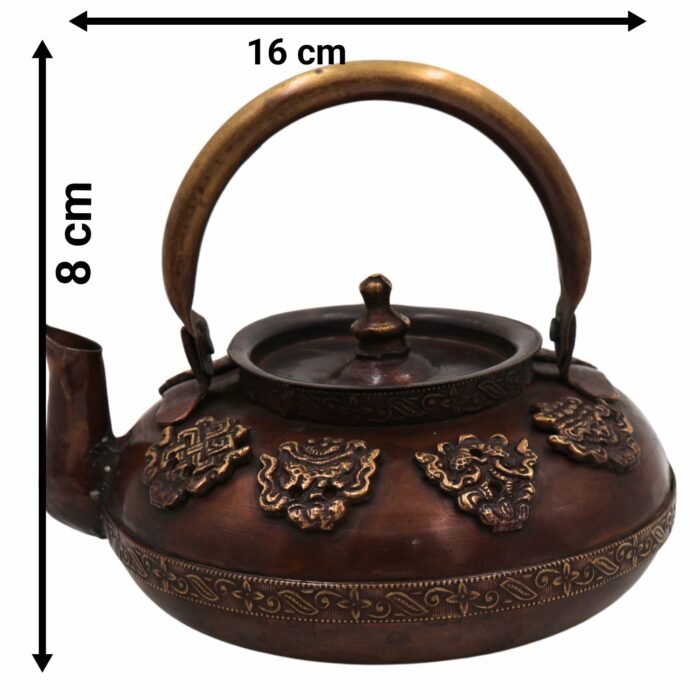 bhunes brass kettle pot chaay kee ketalee tea coffee ketalee kettledrum jar surai with strainer,brown, 3 inch, 1 piece