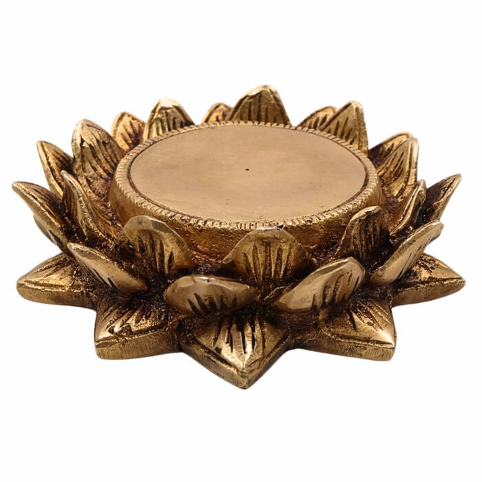 bhunes brass lotus shaped pooja chowki for kalash and deity, brass chowki, pooja aasan, brass poja chowki,,gold, 1.5 inch, 1 piece