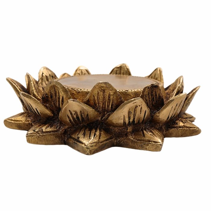 bhunes brass lotus shaped pooja chowki for kalash and deity, brass chowki, pooja aasan, brass poja chowki,,gold, 1.5 inch, 1 piece