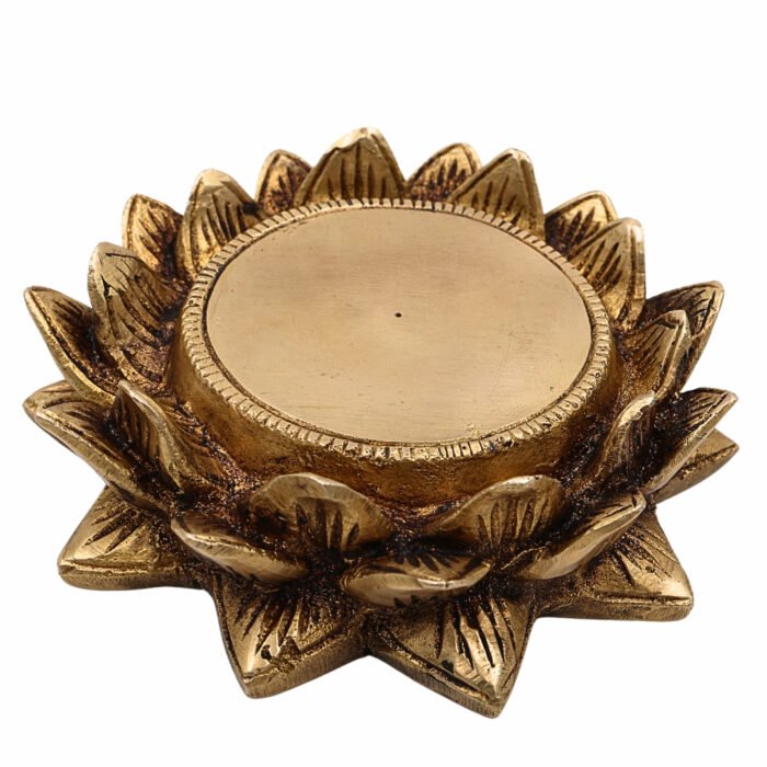 bhunes brass lotus shaped pooja chowki for kalash and deity, brass chowki, pooja aasan, brass poja chowki,,gold, 1.5 inch, 1 piece