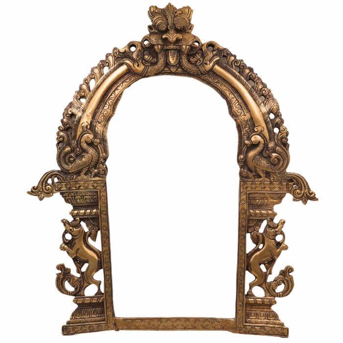 bhunes brass traditional prabhavali frame – handcrafted arch wall hanging for home temple & decor,gold, 20.5 inch, 1 piece