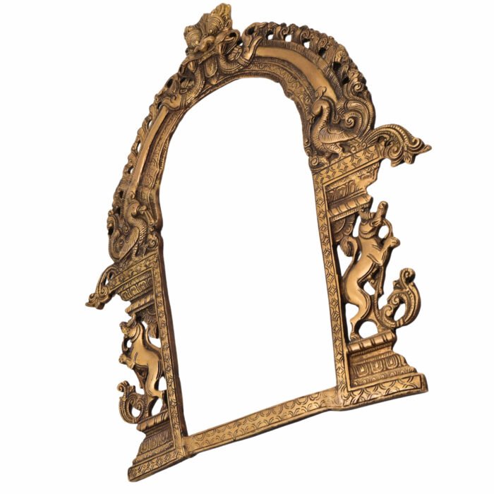 bhunes brass traditional prabhavali frame – handcrafted arch wall hanging for home temple & decor,gold, 20.5 inch, 1 piece