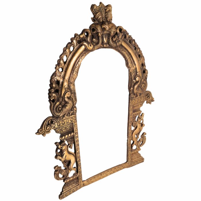 bhunes brass traditional prabhavali frame – handcrafted arch wall hanging for home temple & decor,gold, 20.5 inch, 1 piece