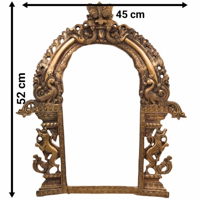 bhunes brass traditional prabhavali frame – handcrafted arch wall hanging for home temple & decor,gold, 20.5 inch, 1 piece