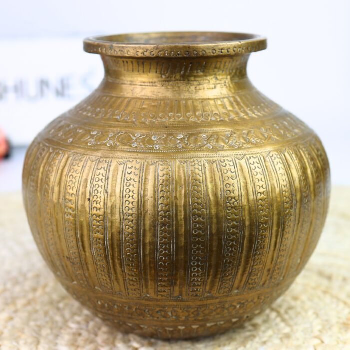 bhunes antique brass loota, lota poja cambu, water loota, jal lota, poja cambu, lotiya, gangajali stoup,gold, 6.5 inch, 1 piece