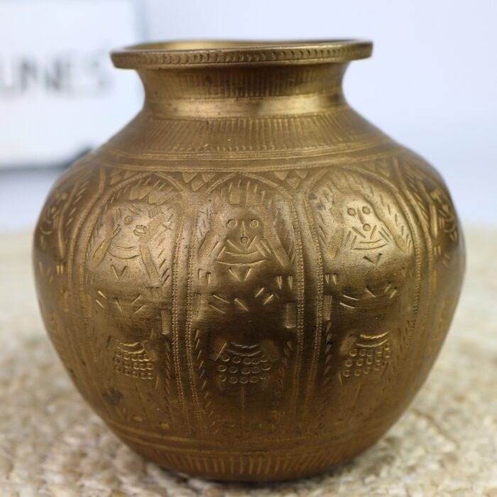 bhunes antique brass loota, lota poja cambu, water loota, jal lota, poja cambu, lotiya, gangajali stoup,gold, 4.5 inch, 1 piece