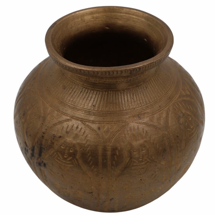 bhunes antique brass loota, lota poja cambu, water loota, jal lota, poja cambu, lotiya, gangajali stoup,gold, 4.5 inch, 1 piece