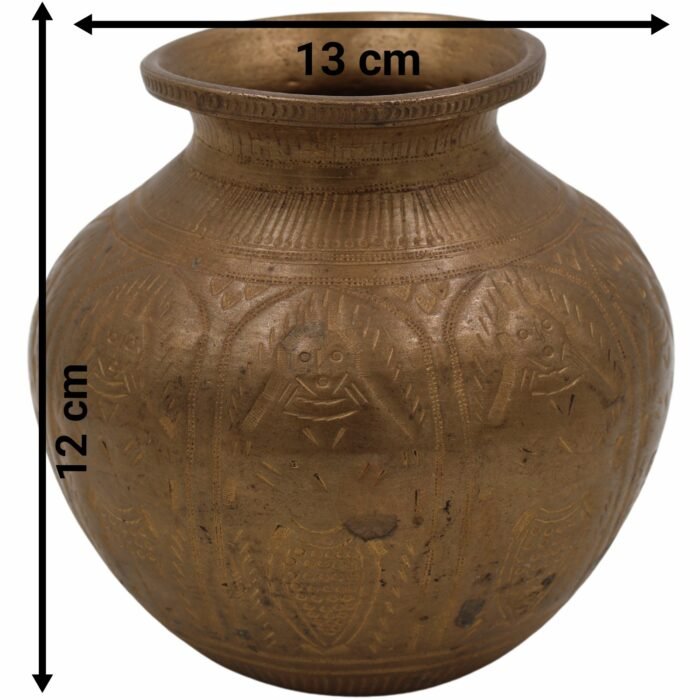 bhunes antique brass loota, lota poja cambu, water loota, jal lota, poja cambu, lotiya, gangajali stoup,gold, 4.5 inch, 1 piece