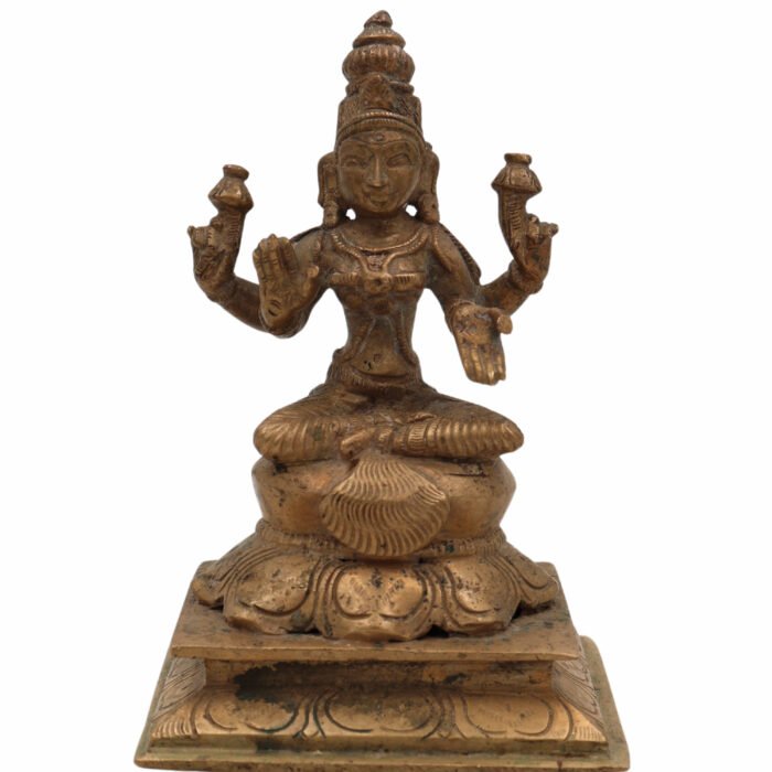 bhunes bronze vintage look lakshmi idol – handcrafted goddess laxmi murti for home, temple & prosperity,gold, 5 inch, 1 piece