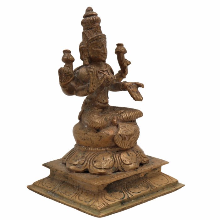 bhunes bronze vintage look lakshmi idol – handcrafted goddess laxmi murti for home, temple & prosperity,gold, 5 inch, 1 piece