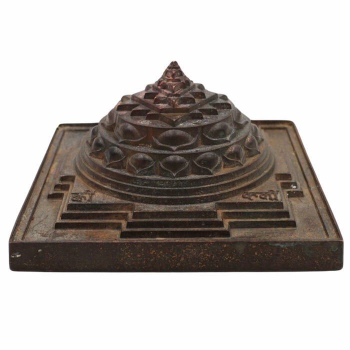 bhunes bronze antique meru shree yantra – panchaloha sacred shri yantra for wealth, prosperity & vastu correction,brown, 3 inch, 1 piece