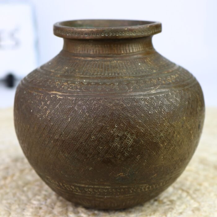 bhunes antique brass loota, lota poja cambu, water loota, jal lota, poja cambu, lotiya, gangajali stoup,brown, 5 inch, 1 piece